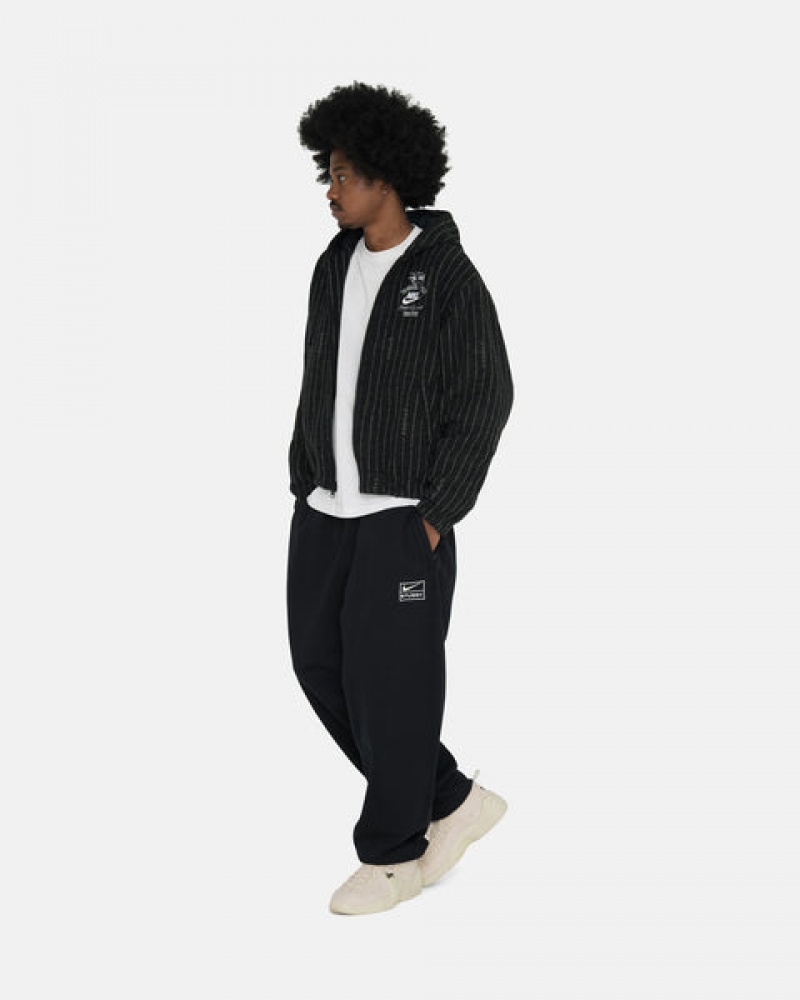 Men Stussy Stone Wash Fleece Pant Sweatpants Black Australia | YWM-3042