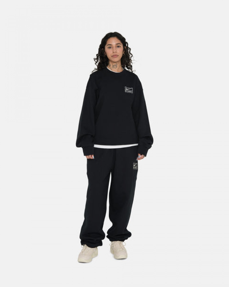 Men Stussy Stone Wash Fleece Pant Sweatpants Black Australia | YWM-3042