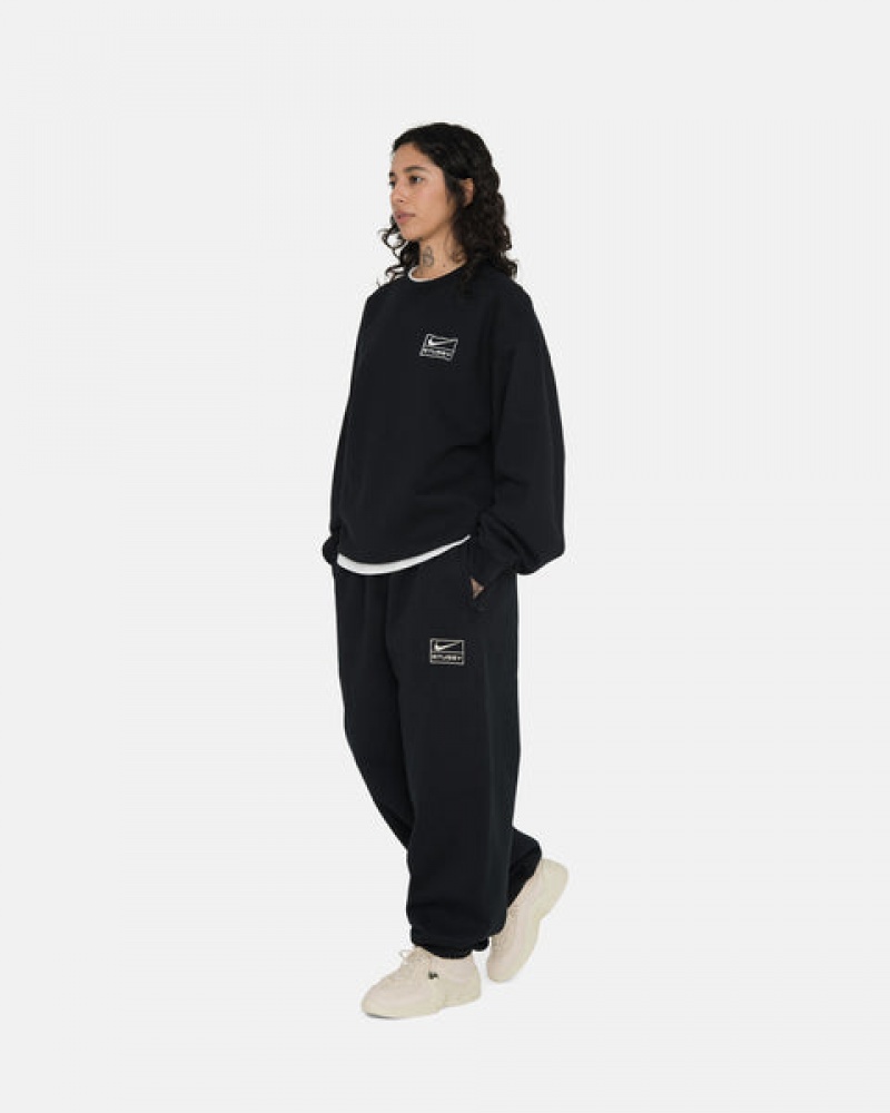 Men Stussy Stone Wash Fleece Pant Sweatpants Black Australia | YWM-3042