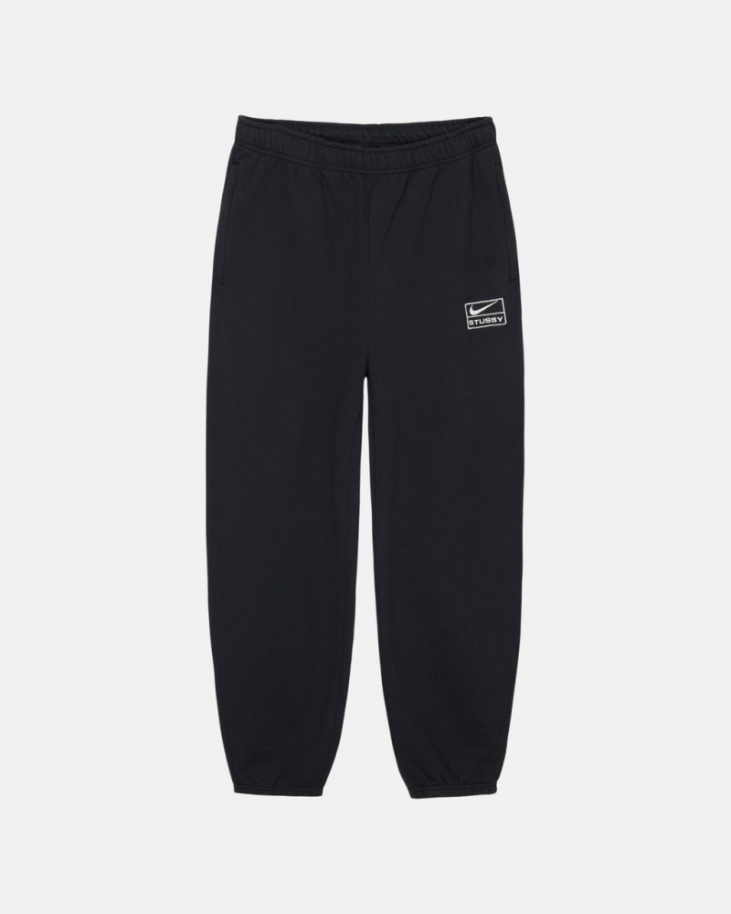 Men Stussy Stone Wash Fleece Pant Sweatpants Black Australia | YWM-3042