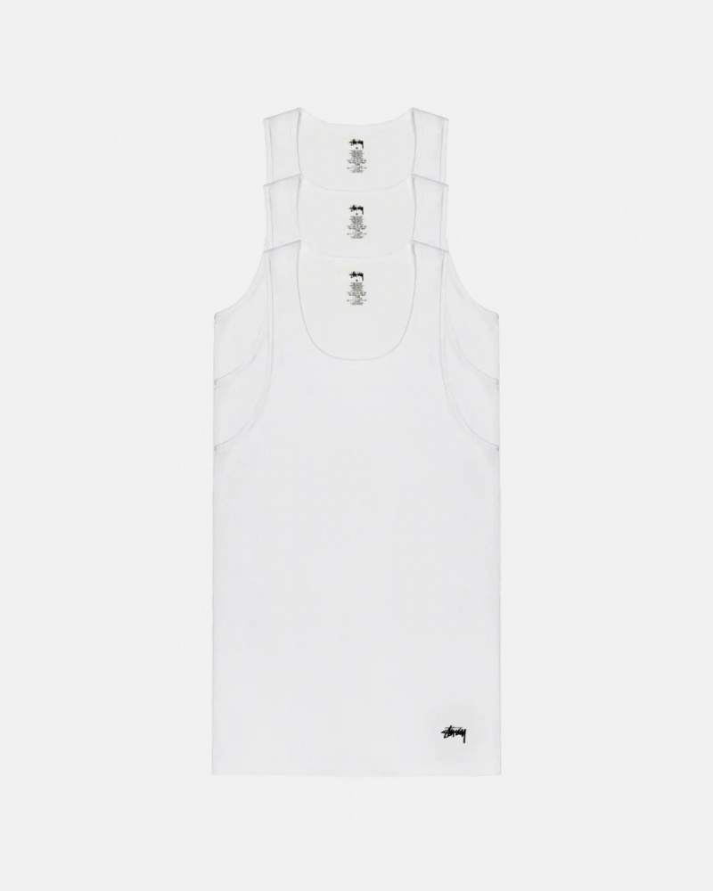 Men Stussy Stussy Tank Undershirt Shirts White Australia | NND-1174