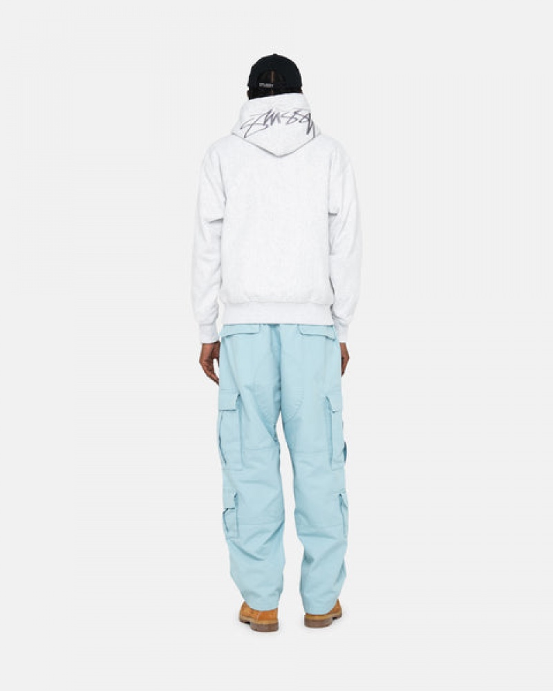 Men Stussy Surplus Cargo Ripstop Pants Light Blue Australia | MMH-3645