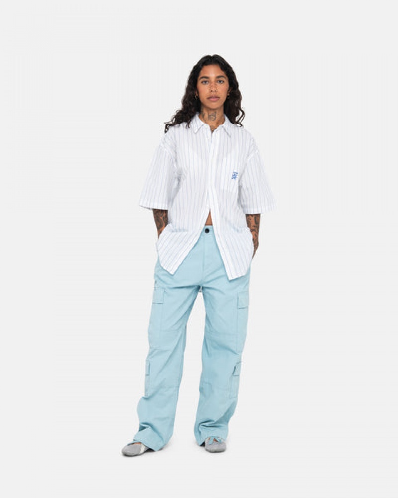 Men Stussy Surplus Cargo Ripstop Pants Light Blue Australia | MMH-3645