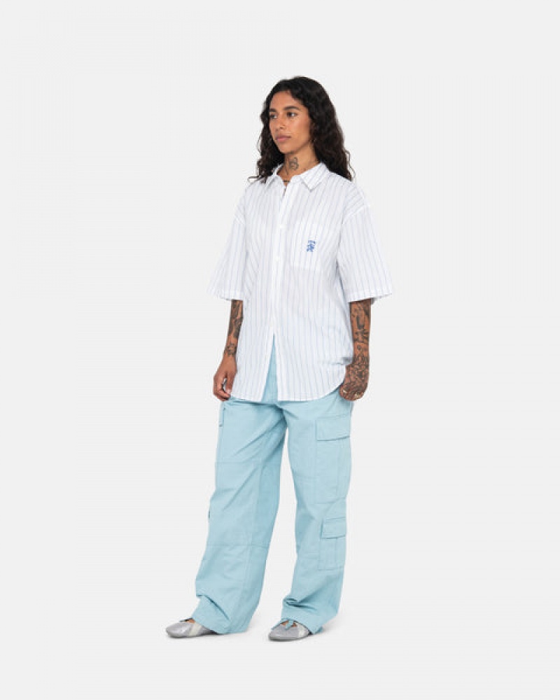 Men Stussy Surplus Cargo Ripstop Pants Light Blue Australia | MMH-3645