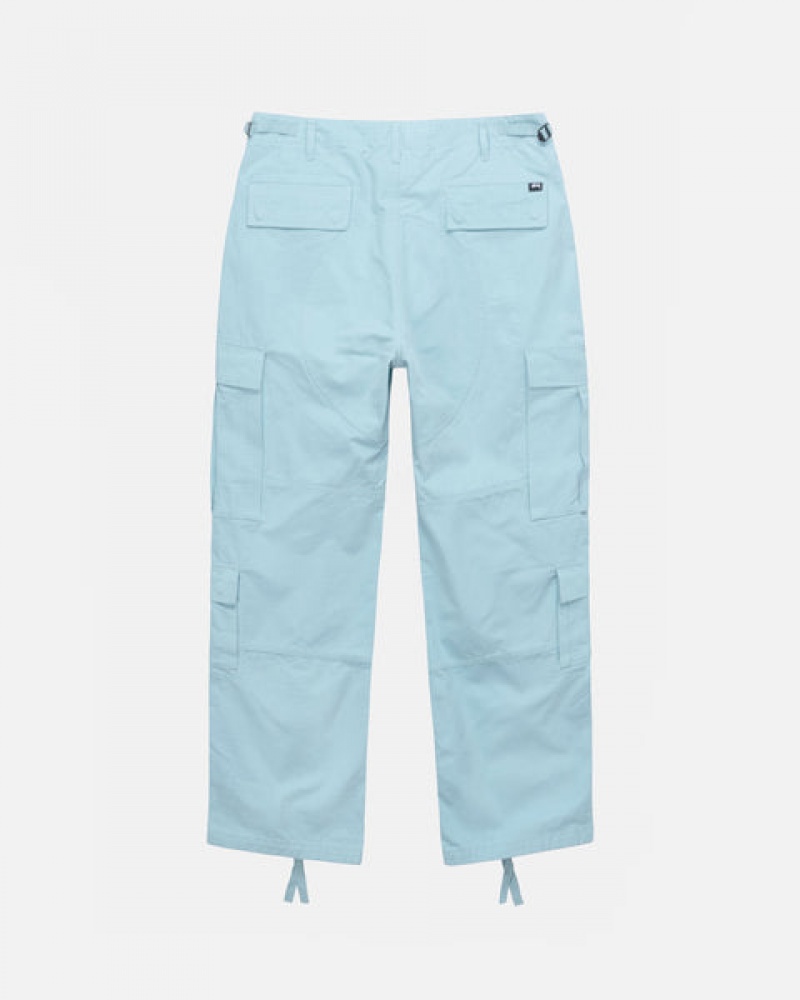 Men Stussy Surplus Cargo Ripstop Pants Light Blue Australia | MMH-3645