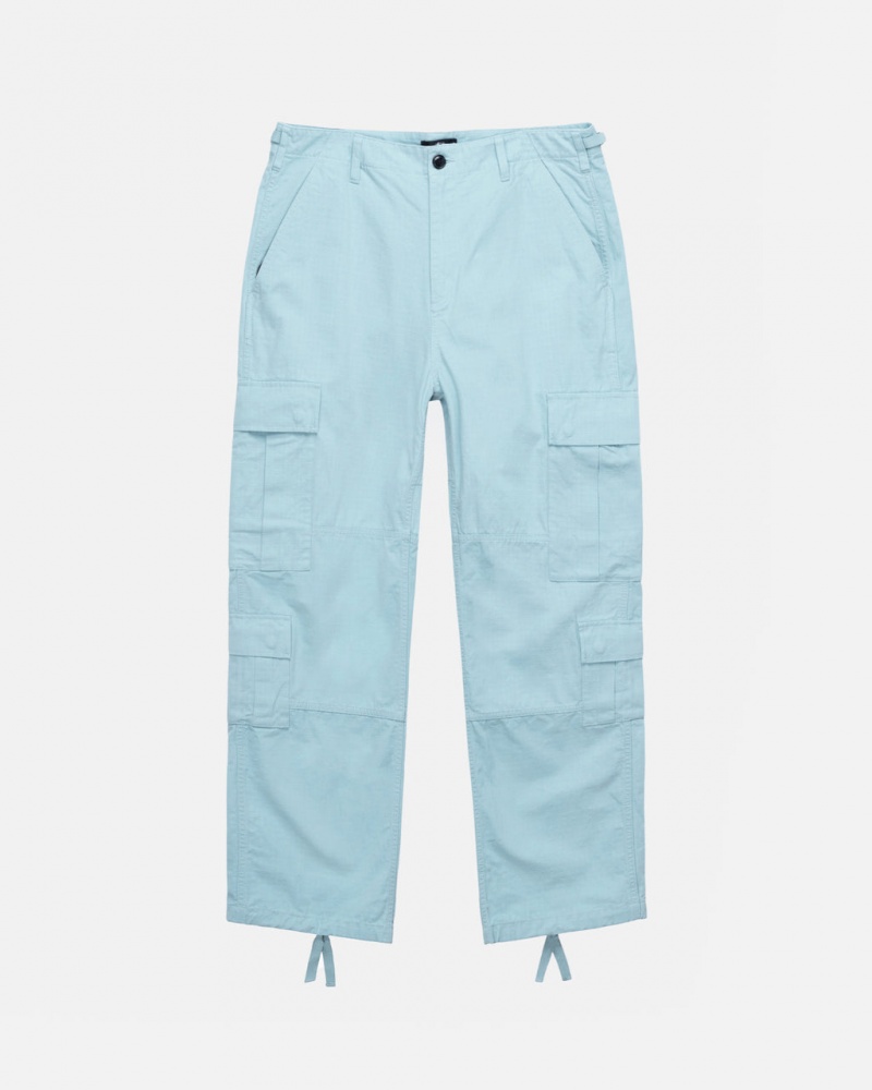 Men Stussy Surplus Cargo Ripstop Pants Light Blue Australia | MMH-3645