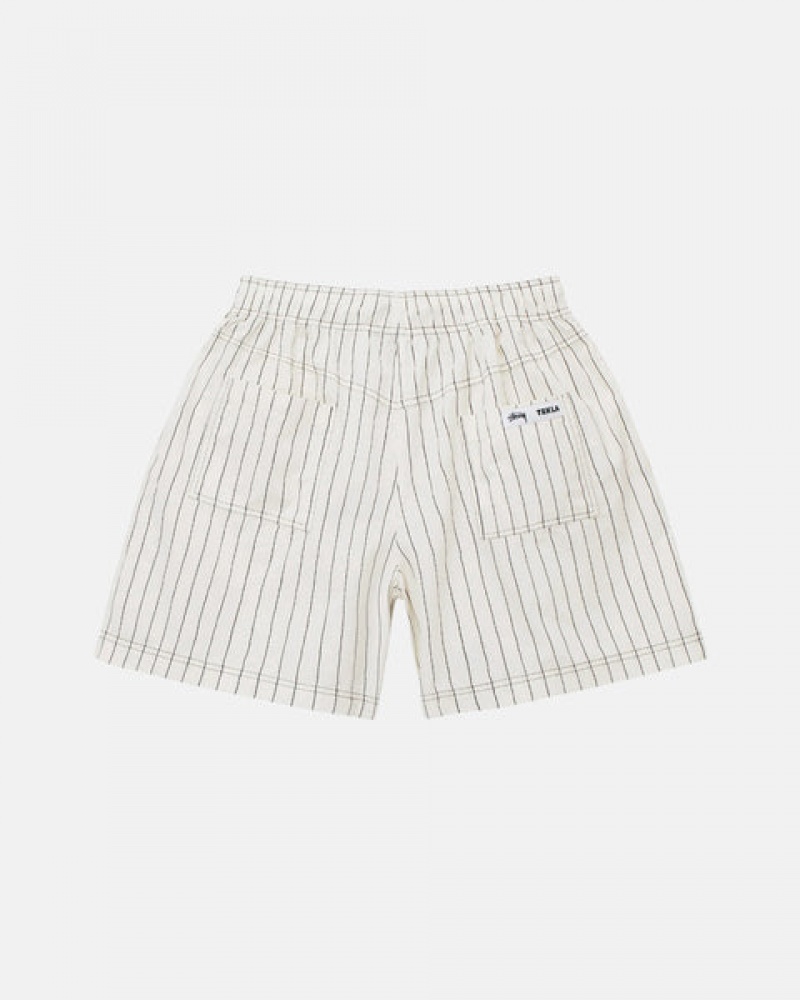 Men Stussy Tekla Poplin Pyjama Shorts Beige Australia | CUG-9796