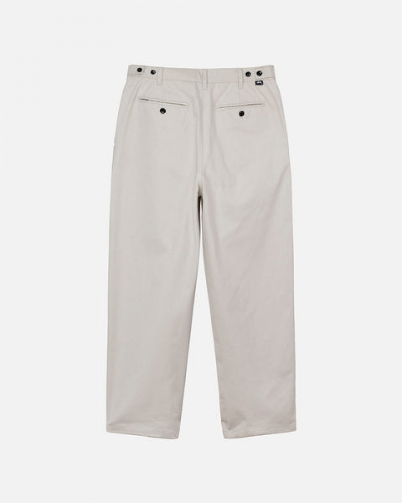 Men Stussy Twill Volume Pleated Trouser Pants Beige Australia | EFQ-8086