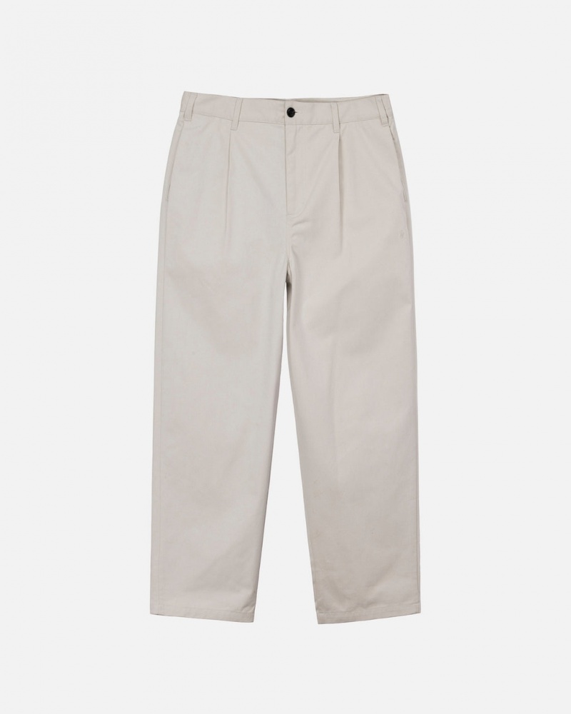 Men Stussy Twill Volume Pleated Trouser Pants Beige Australia | EFQ-8086