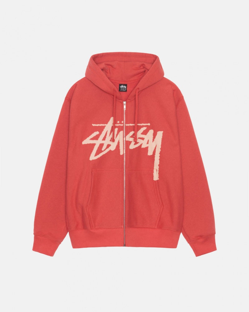 Men Stussy Venus Zip Hood Sweatshirts Red Australia | OHG-9567