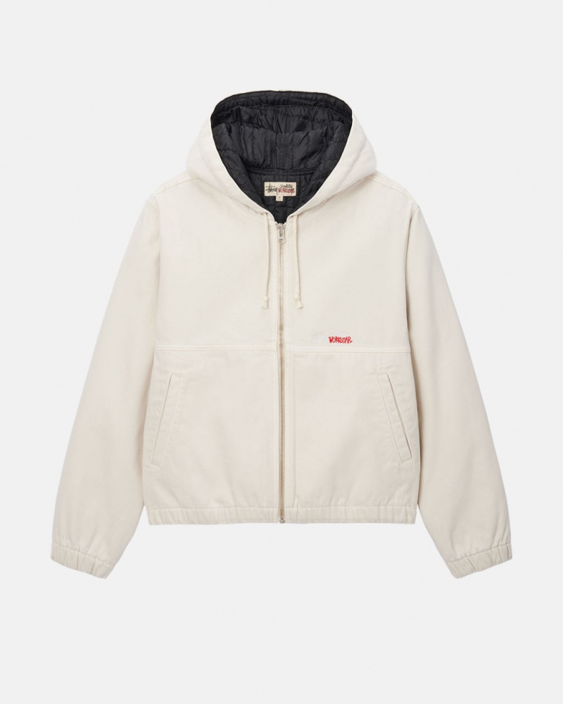 Men Stussy Work Jacket Insulated Canvas Jackets Beige Australia | TJJ-7276