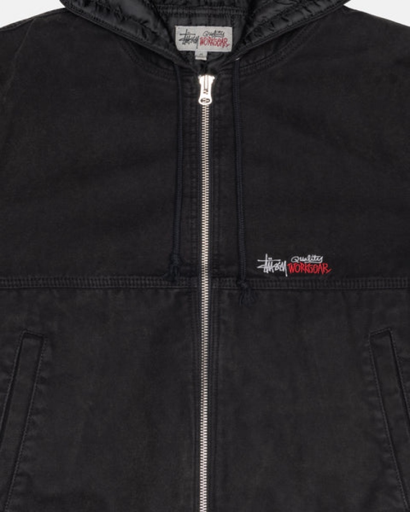 Men Stussy Work Jacket Insulated Canvas Jackets Black Australia | LXK-6287