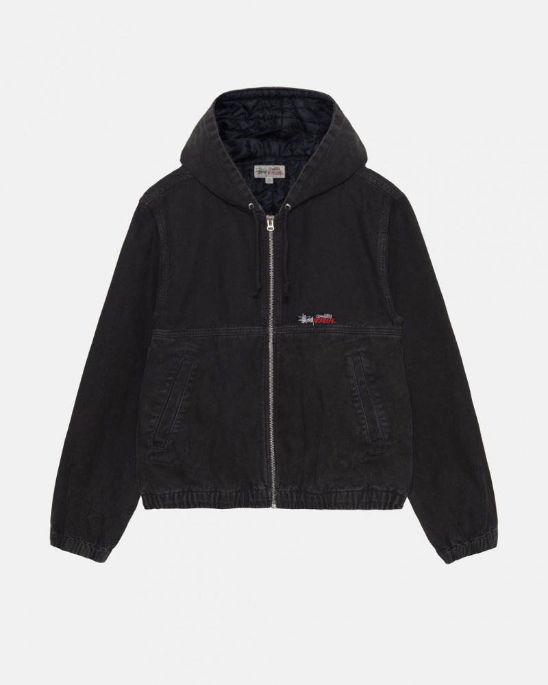 Men Stussy Work Jacket Insulated Canvas Jackets Black Australia | LXK-6287