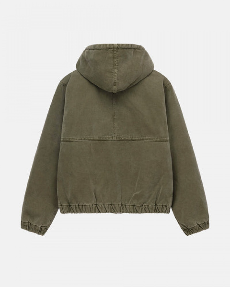 Men Stussy Work Jacket Insulated Canvas Jackets Olive Australia | WON-9164