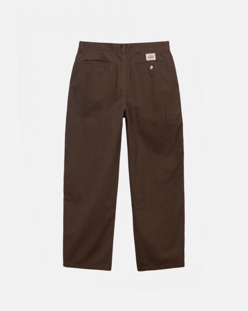 Men Stussy Workgear Trouser Twill Pants Brown Australia | ICM-1613