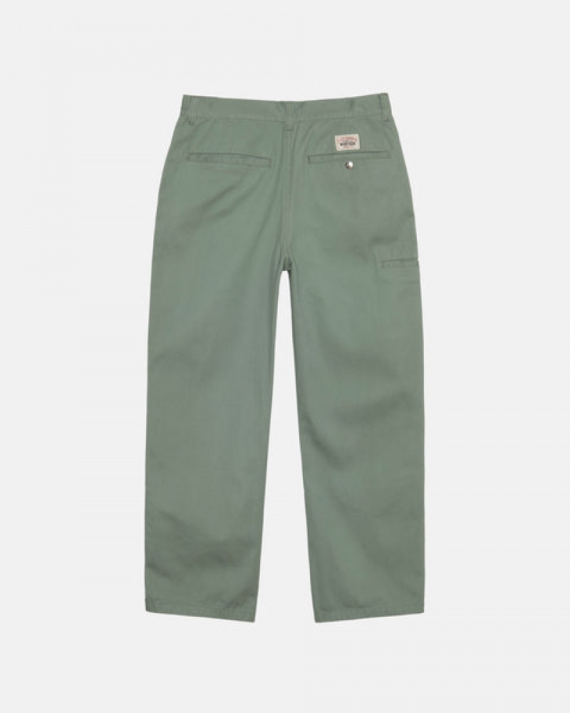 Men Stussy Workgear Trouser Twill Pants Green Australia | MZS-0912