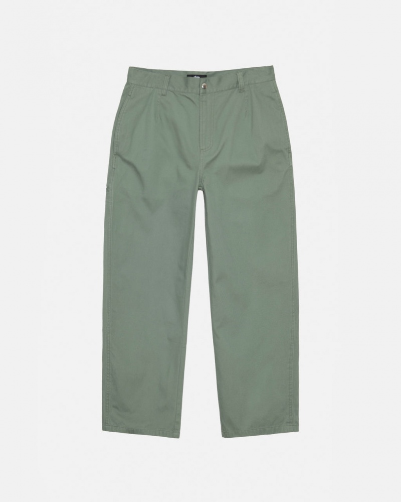 Men Stussy Workgear Trouser Twill Pants Green Australia | MZS-0912