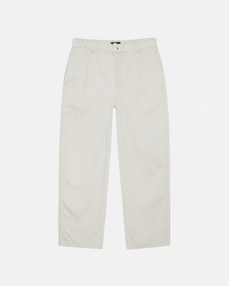 Men Stussy Workgear Trouser Twill Pants White Australia | NUX-4857