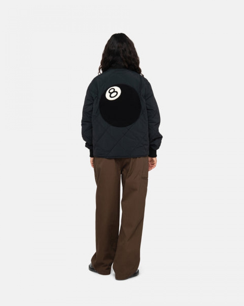 Women Stussy 8 Ball Quilted Liner Jackets Black Australia | CNB-0276