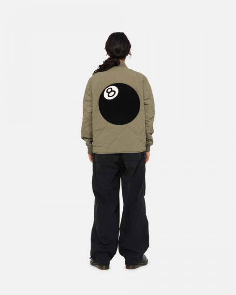 Women Stussy 8 Ball Quilted Liner Jackets Olive Australia | HVJ-5885