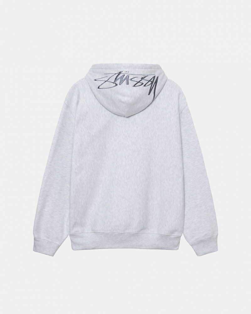 Women Stussy Back Hood Applique Hoodie Grey Australia | AMO-5466