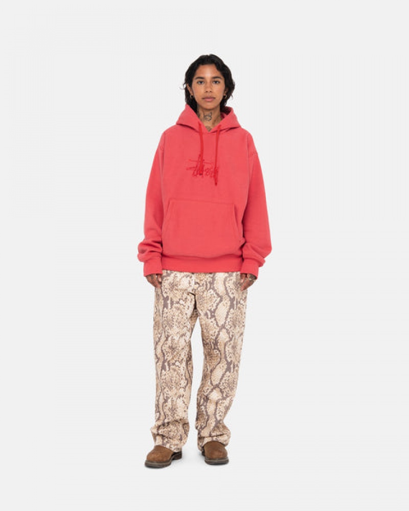 Women Stussy Basic Applique Hood Sweatshirts Red Australia | YDF-0291