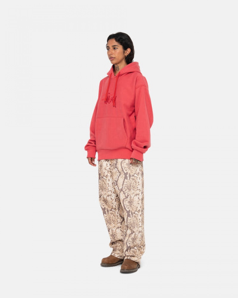 Women Stussy Basic Applique Hood Sweatshirts Red Australia | YDF-0291