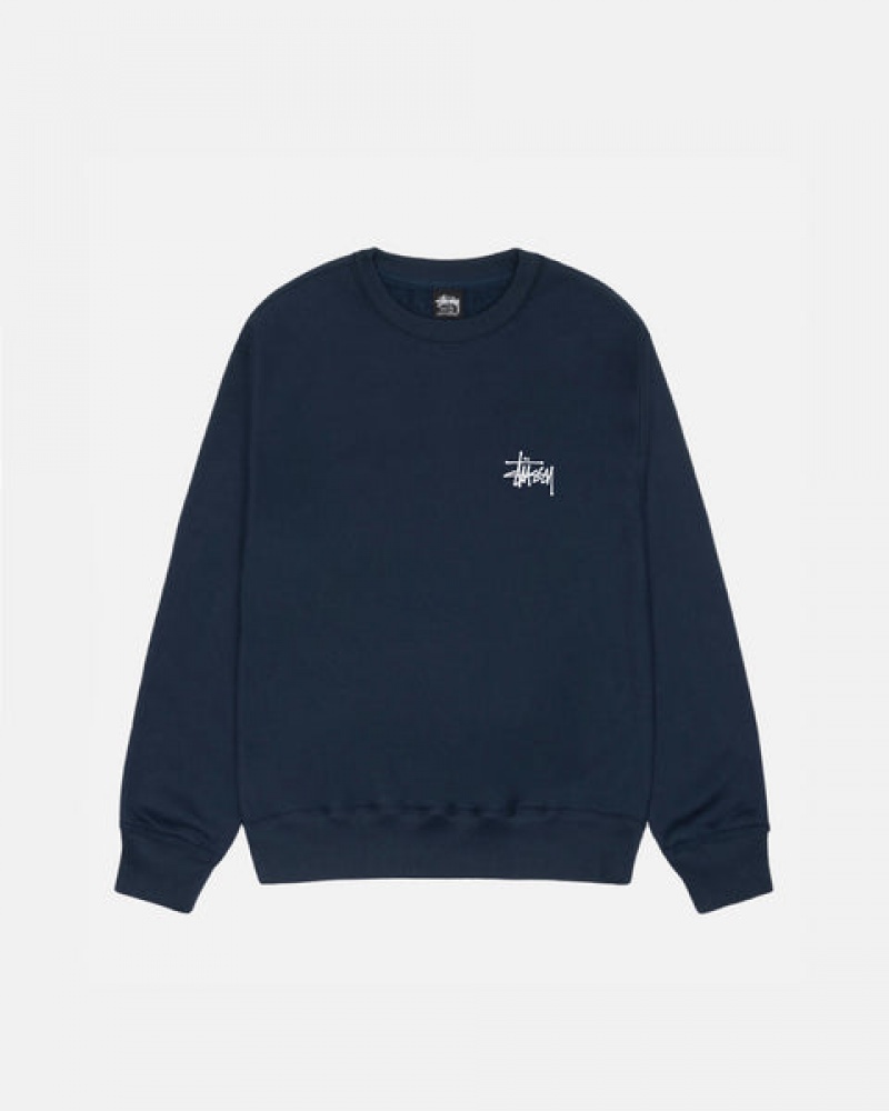 Women Stussy Basic Stussy Crew Sweatshirts Navy Australia | WLM-3715