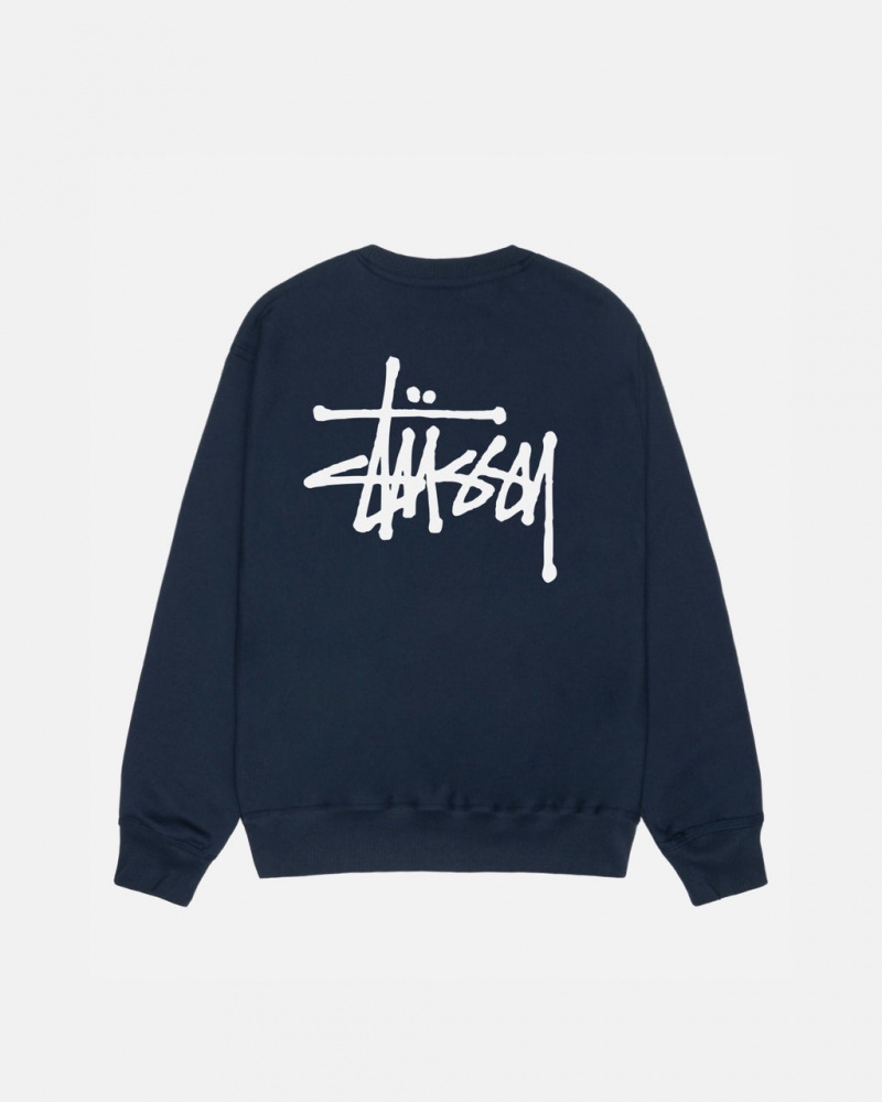 Women Stussy Basic Stussy Crew Sweatshirts Navy Australia | WLM-3715