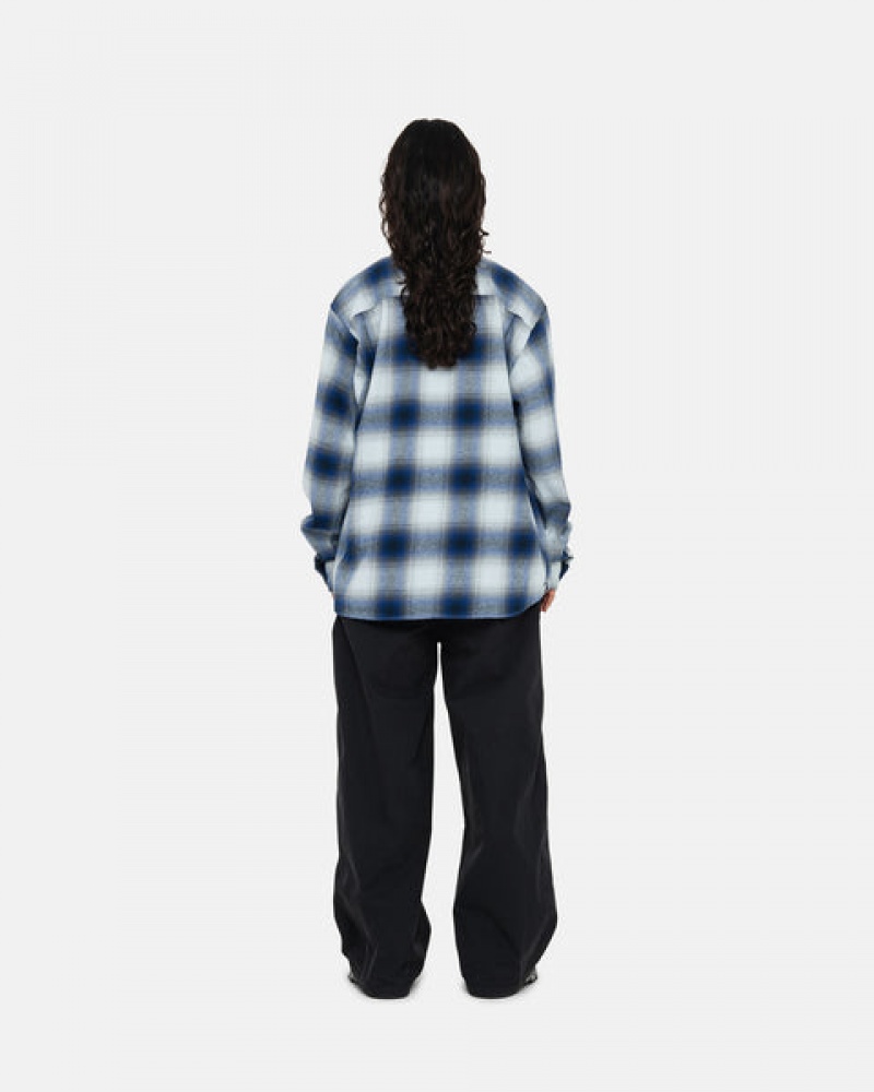 Women Stussy Bay Plaid Shirts Navy Australia | KHX-5168