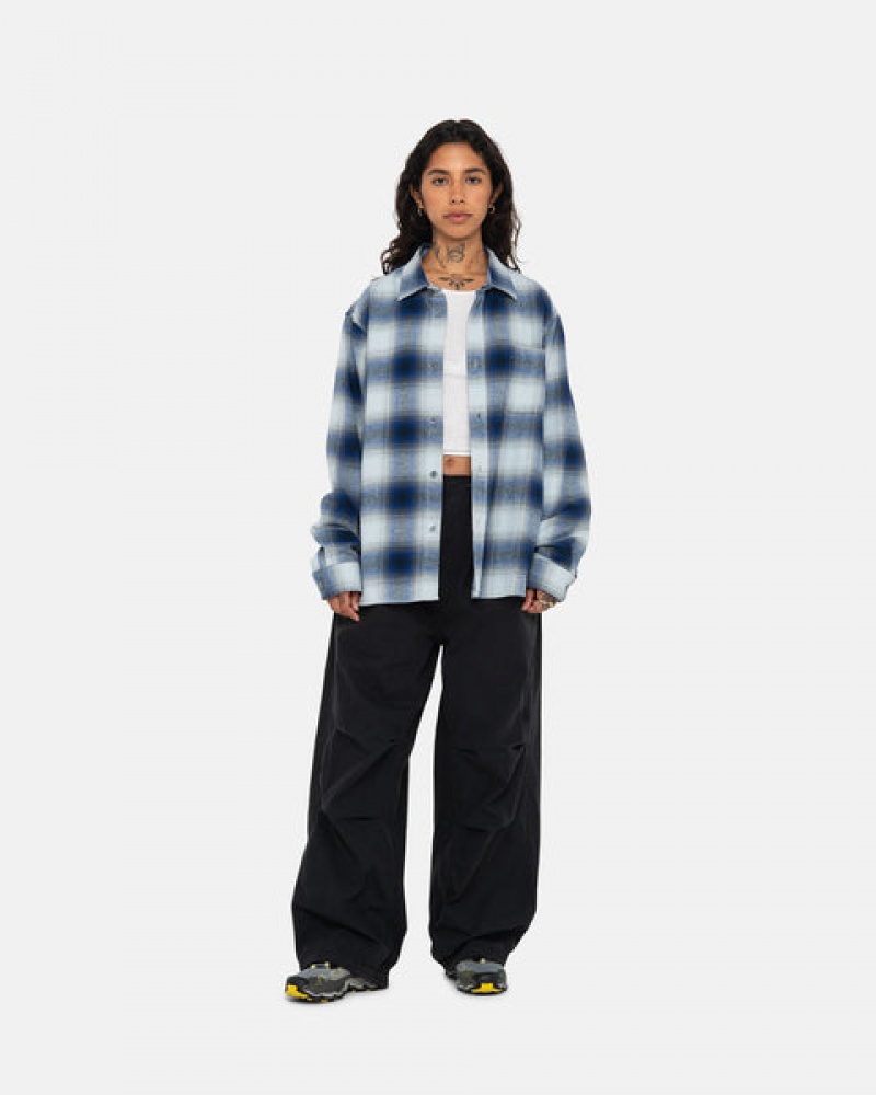 Women Stussy Bay Plaid Shirts Navy Australia | KHX-5168