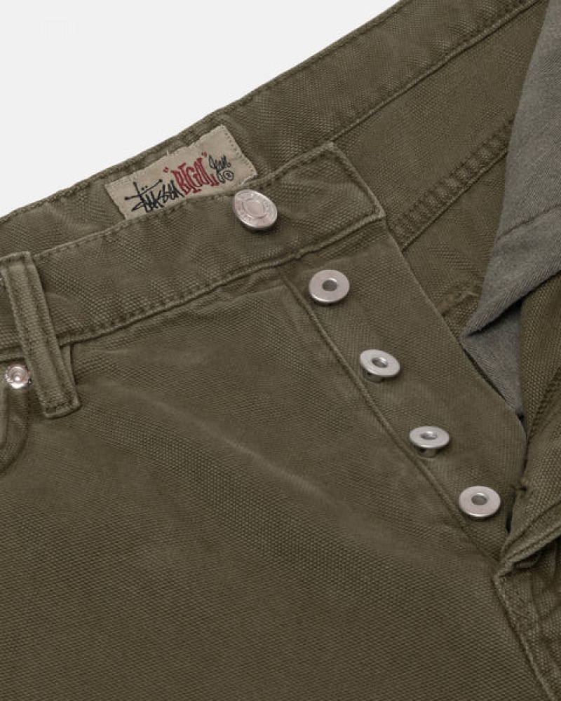 Women Stussy Big Ol' Jean Washed Canvas Pants Olive Australia | GDB-0399