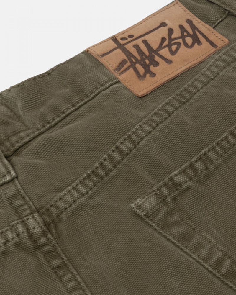 Women Stussy Big Ol' Jean Washed Canvas Pants Olive Australia | GDB-0399