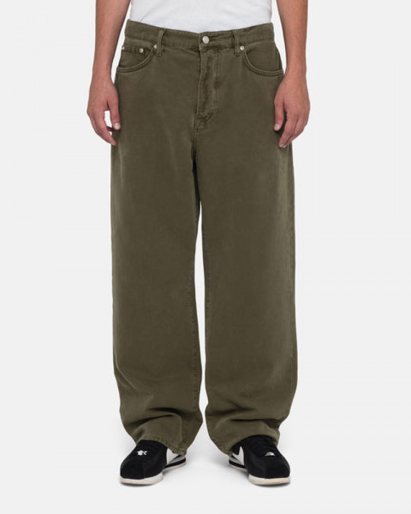 Women Stussy Big Ol' Jean Washed Canvas Pants Olive Australia | GDB-0399