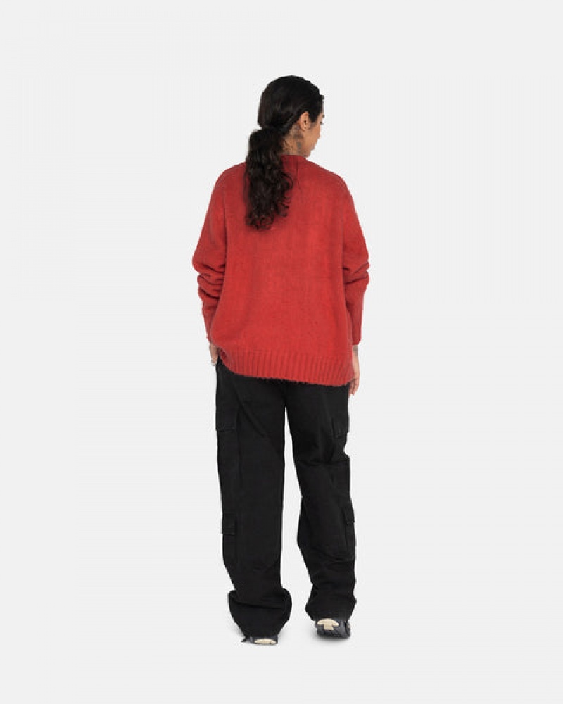 Women Stussy Brushed Cardigan Sweaters Red Australia | BWN-4853