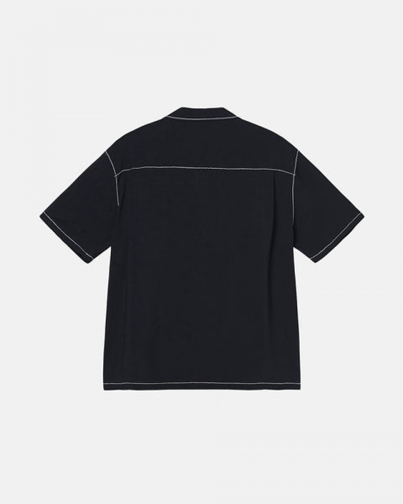 Women Stussy Contrast Pick Stitched Shirts Black Australia | OYB-7914