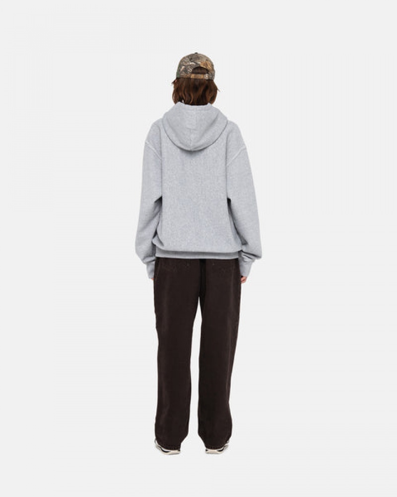 Women Stussy Contrast Stitch Label Hoodie Grey Australia | QUU-3644