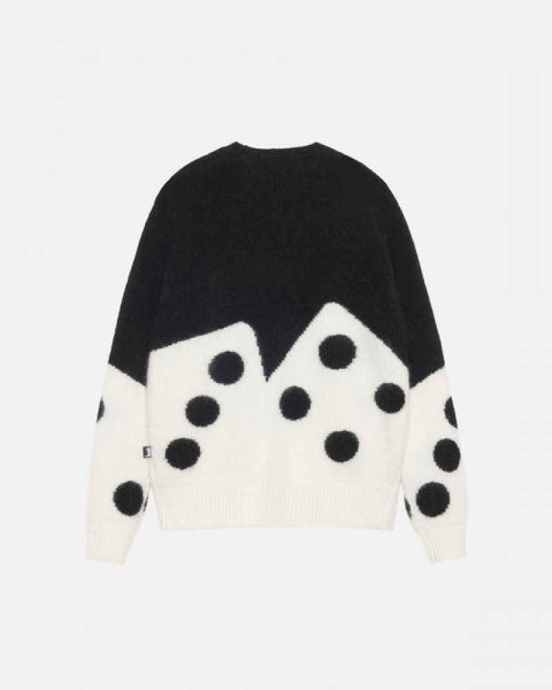 Women Stussy Dice Fuzzy Crew Sweaters Black Australia | IOW-9575