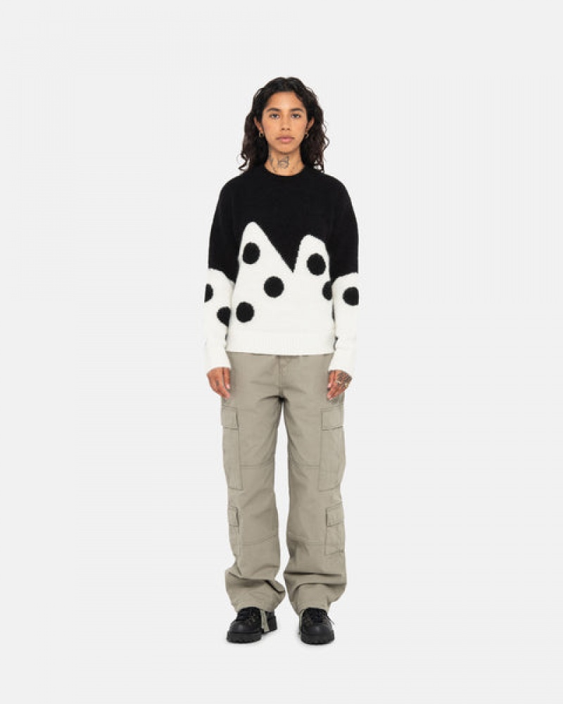 Women Stussy Dice Fuzzy Crew Sweaters Black Australia | IOW-9575