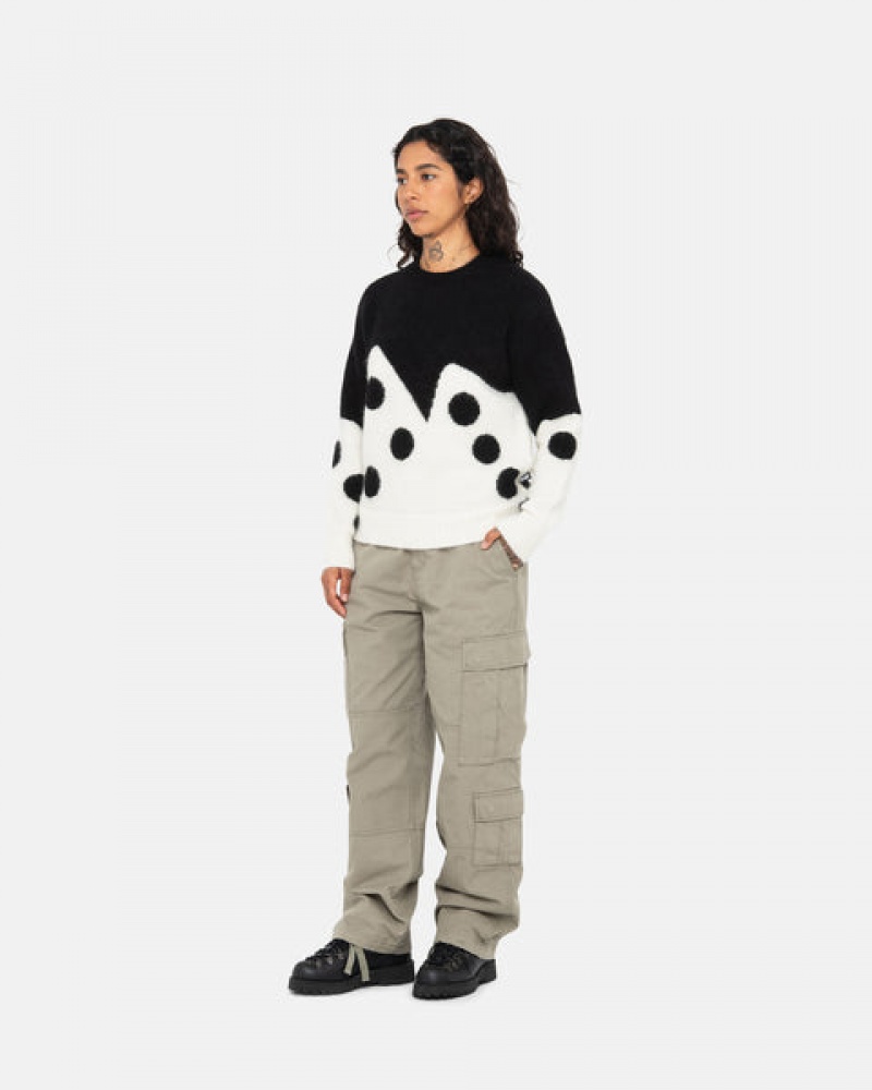 Women Stussy Dice Fuzzy Crew Sweaters Black Australia | IOW-9575