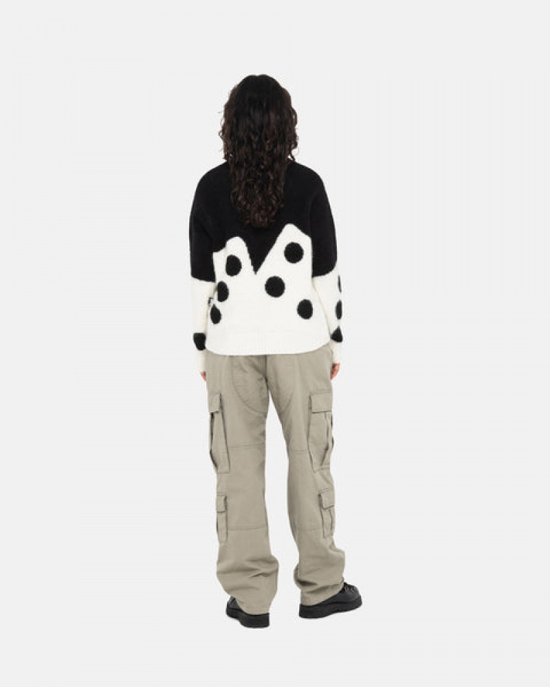 Women Stussy Dice Fuzzy Crew Sweaters Black Australia | IOW-9575