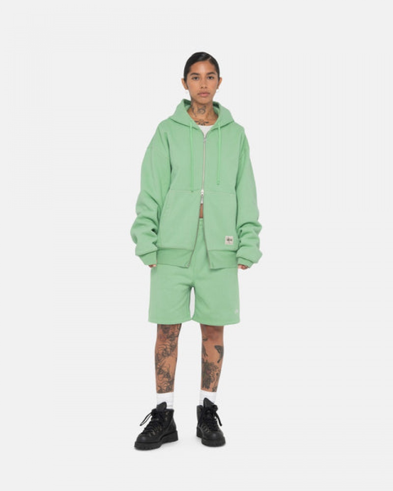 Women Stussy Double Face Label Zip Hoodie Green Australia | AVO-4175