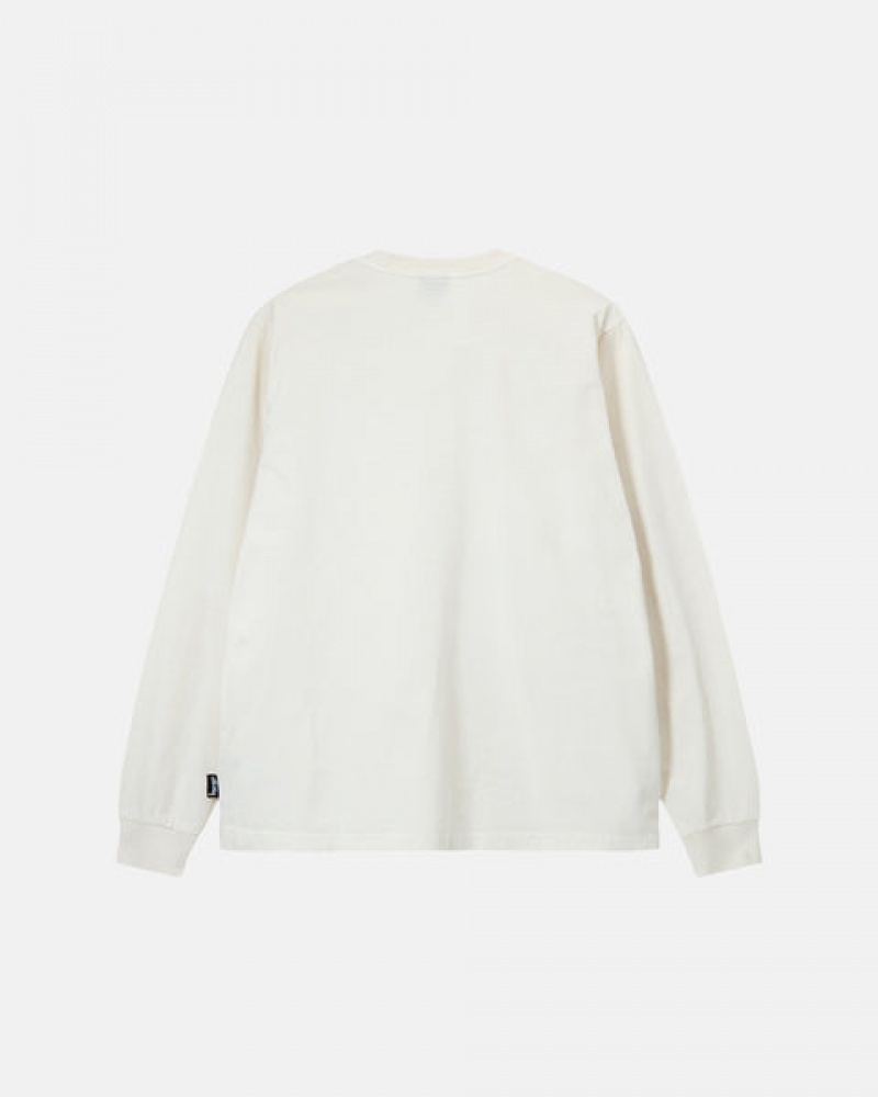 Women Stussy Heavyweight Pigment Dyed Ls Crew Tops Beige Australia | GKG-9467