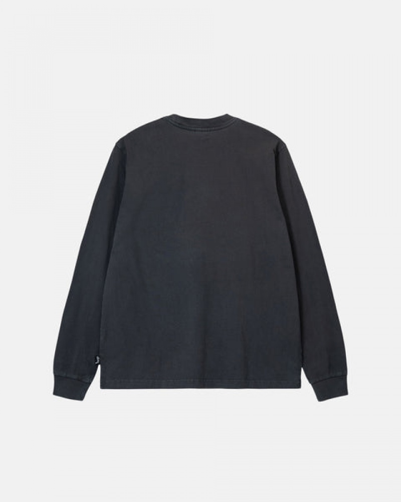 Women Stussy Heavyweight Pigment Dyed Ls Crew Tops Black Australia | JTG-8209