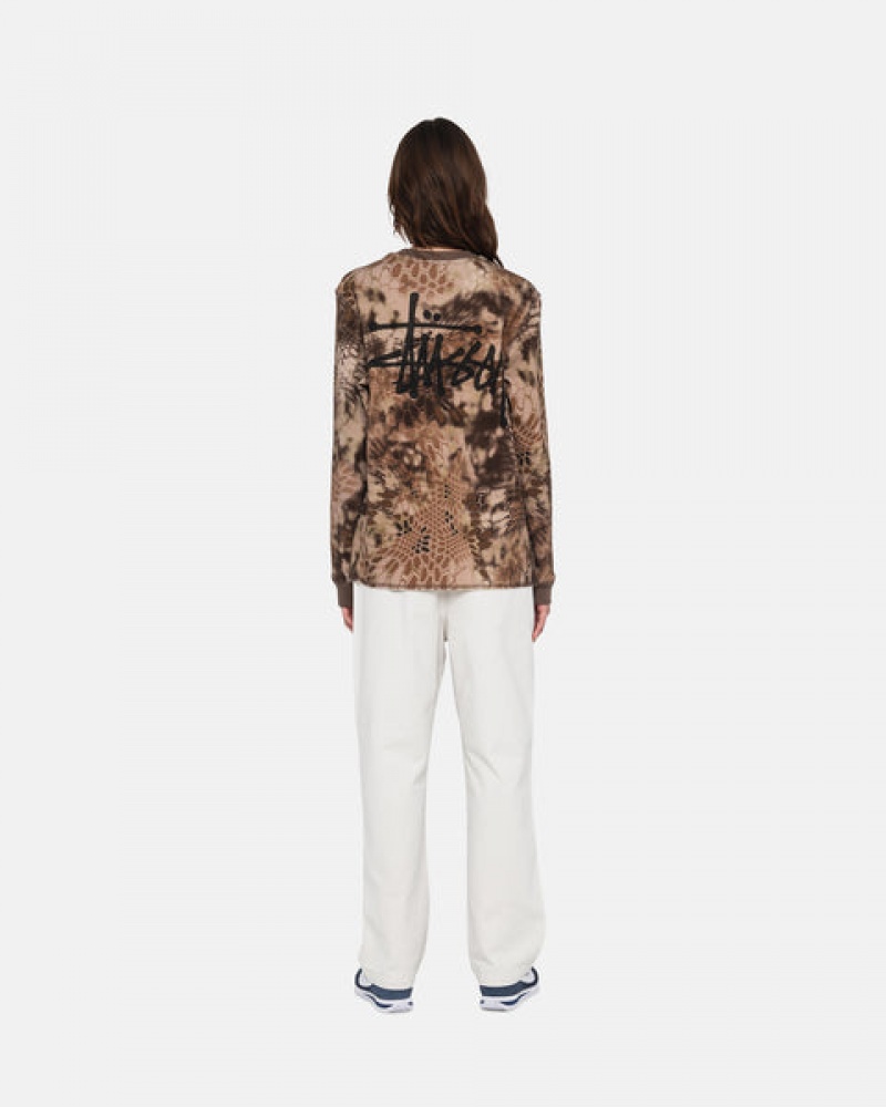 Women Stussy Kryptek Camo LS Thermal Tops Brown Australia | EMY-4042