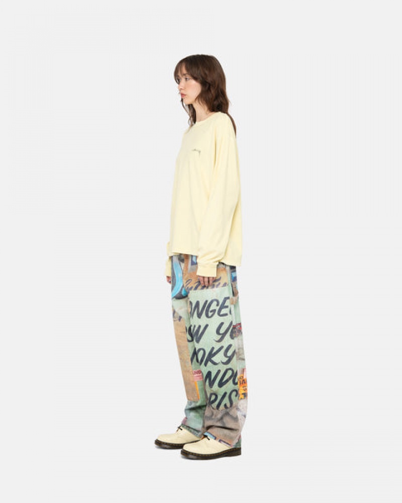 Women Stussy Lazy Ls Tee T Shirt Yellow Australia | WYD-1062