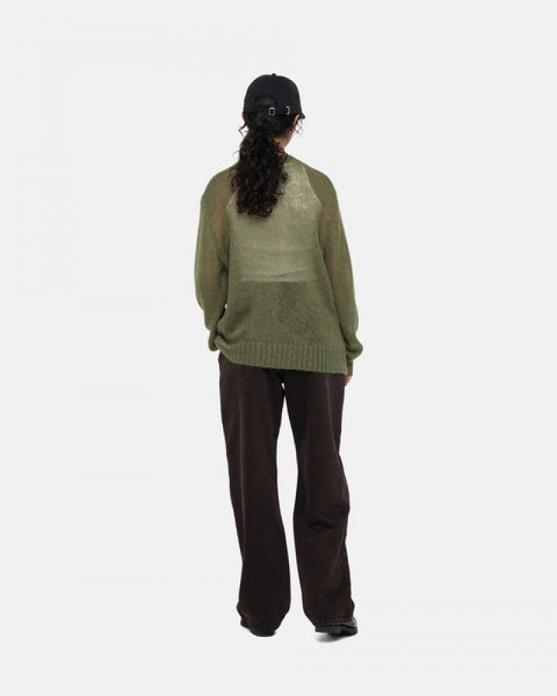 Women Stussy Loose Knit Sweaters Olive Australia | IRH-7504