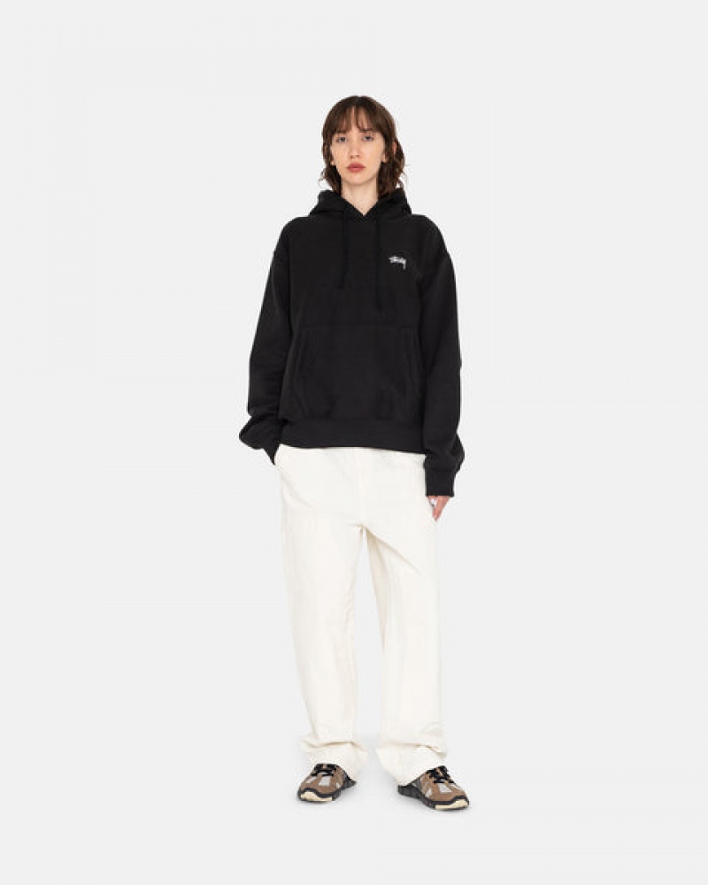 Women Stussy Overdyed Stock Logo Hoodie Black Australia | YVW-2387