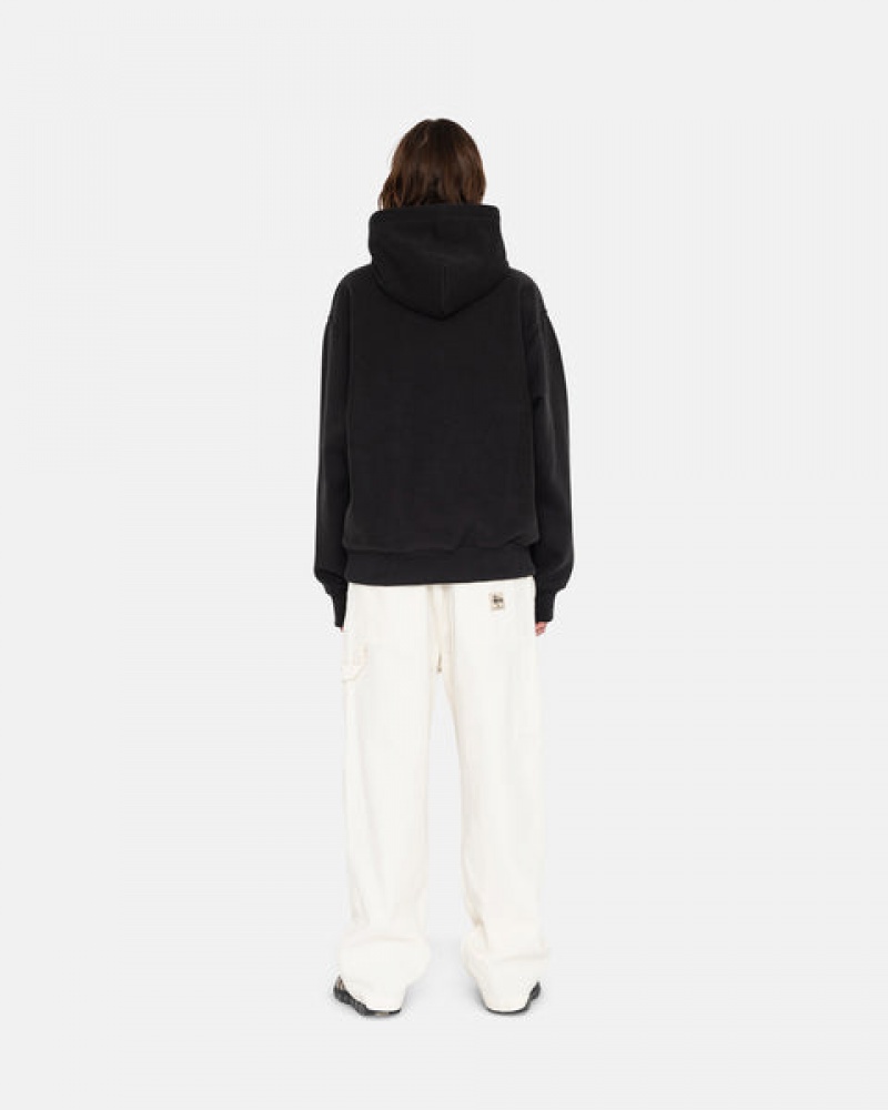 Women Stussy Overdyed Stock Logo Hoodie Black Australia | YVW-2387