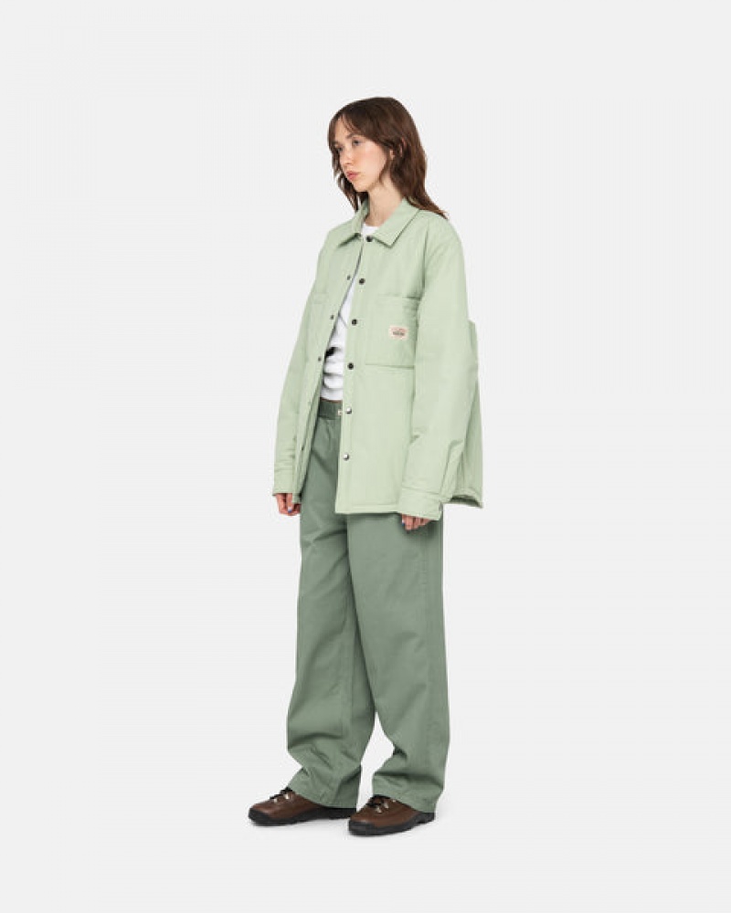 Women Stussy Padded Tech Over Shirts Green Australia | KEG-3334